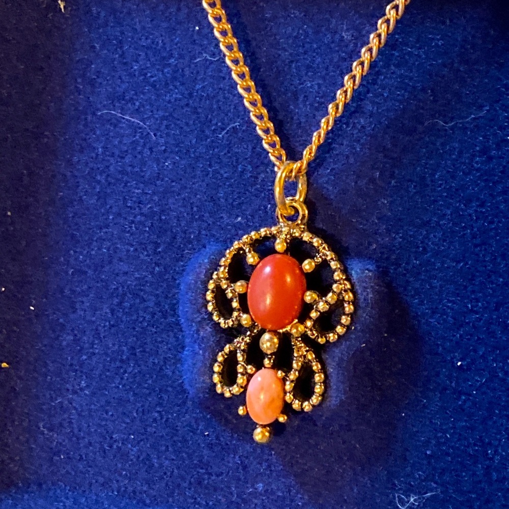 New  Vintage Boho Faux Stone Colorful Pendant
Necklace by Avon